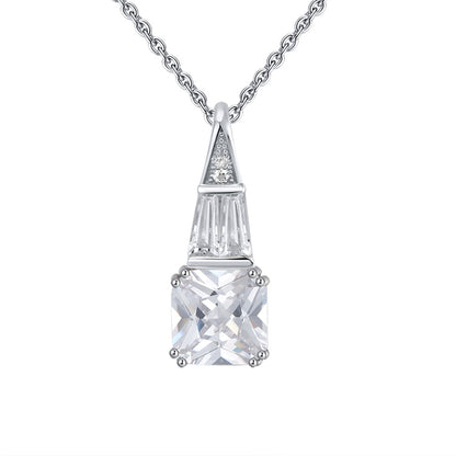 Square Trillion Pendant Necklace for Women Sterling Silver Ginger Lyne Collection - White Gold