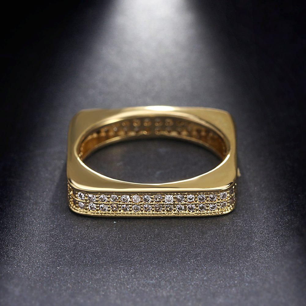 Square Eternity Wedding Band Ring for Women Cz Gold Plated Ginger Lyne Collection