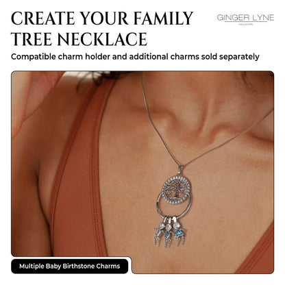 February Birthstone Necklace for Women, Simulated Amethyst Baby Girl Pendant for Mom, Sterling Silver 18 Inch Box Chain, Mothers Day Gift - Girl February