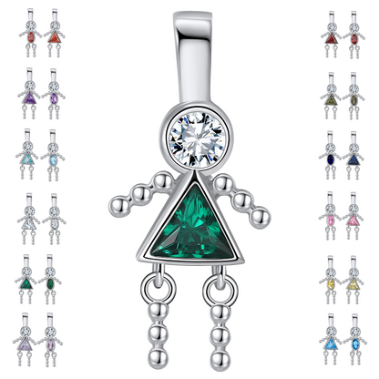 Baby Birthstone Pendant Charm by Ginger Lyne, Girl May Green Cubic Zirconia Sterling Silver - Girl May