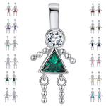 Load image into Gallery viewer, Baby Birthstone Pendant Charm by Ginger Lyne, Girl May Green Cubic Zirconia Sterling Silver - Girl May
