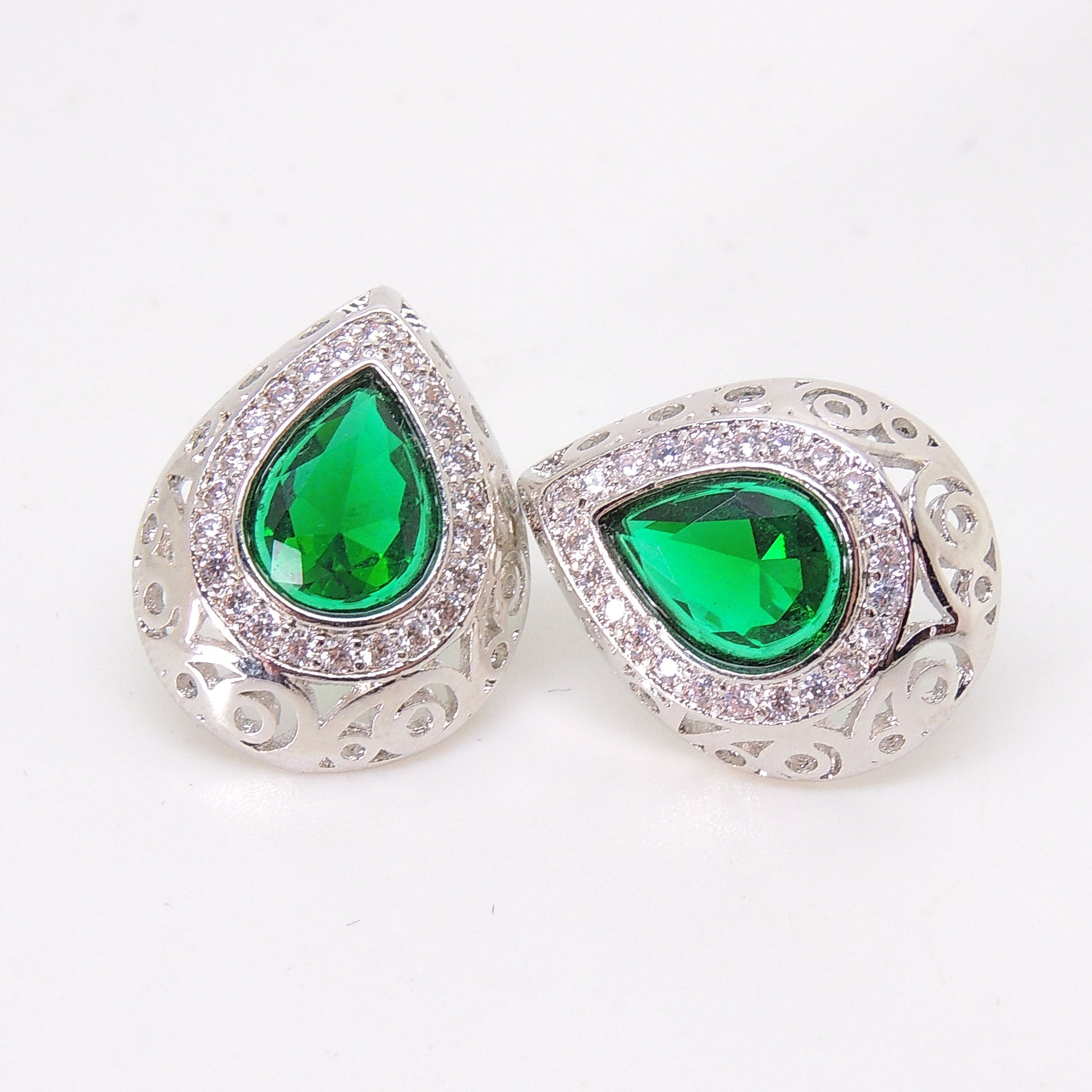 Lona Teardrop Pear purple Cz Stud Earrings Women Ginger Lyne Collection - Green