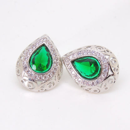 Lona Teardrop Pear purple Cz Stud Earrings Women Ginger Lyne Collection - Green