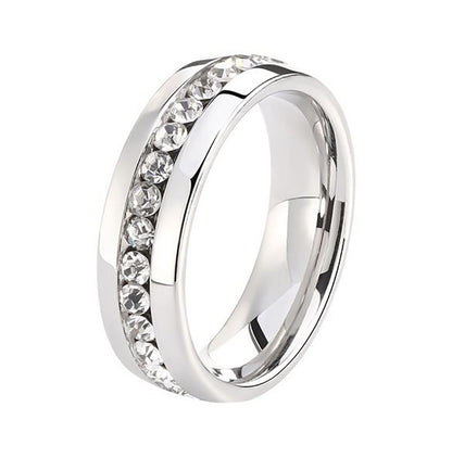 OneRowCzWeddingEternityBandRingSteelWomensMensGingerLyneCollection_Silver-3