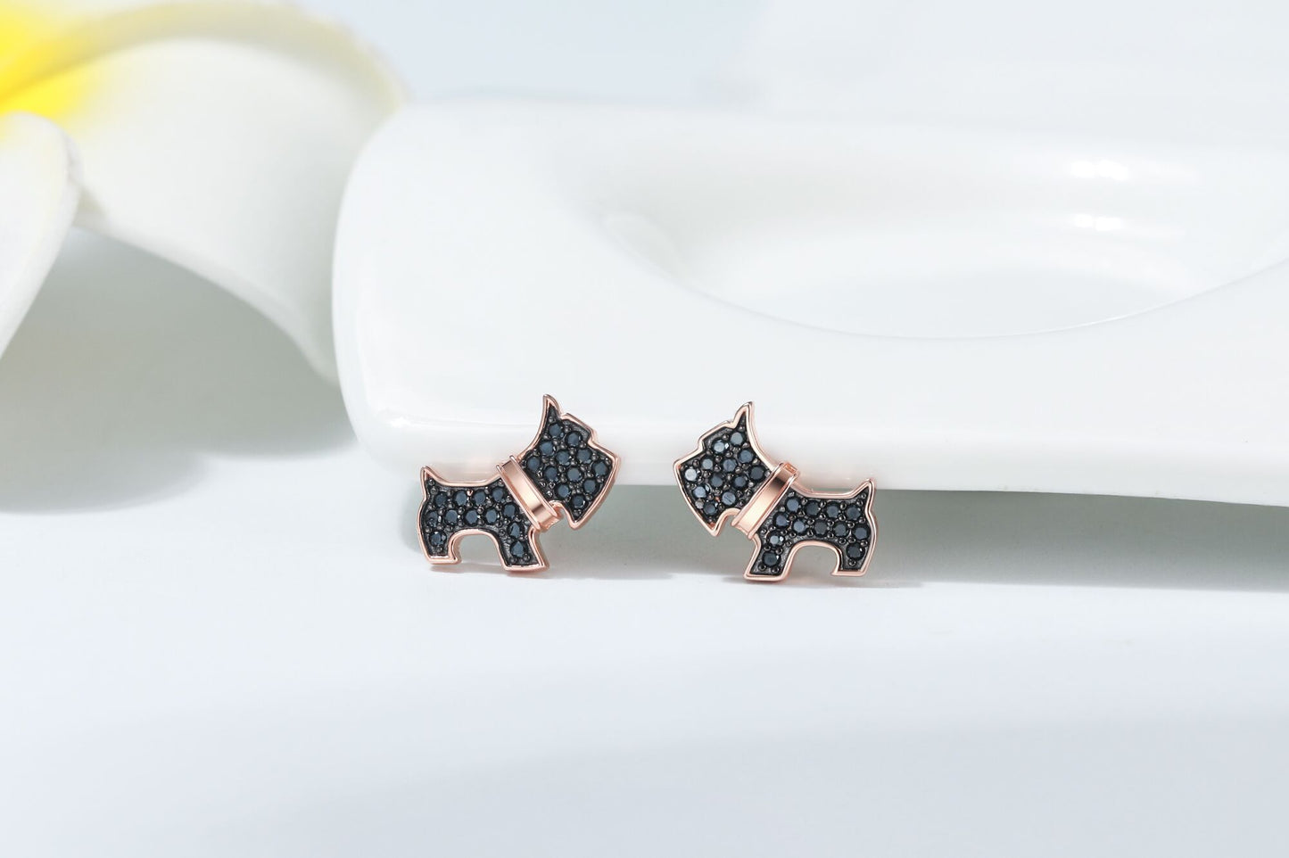 Scottie Dog Bone Earring Necklace Set for Women Sterling Silver Ginger Lyne Collection - Set