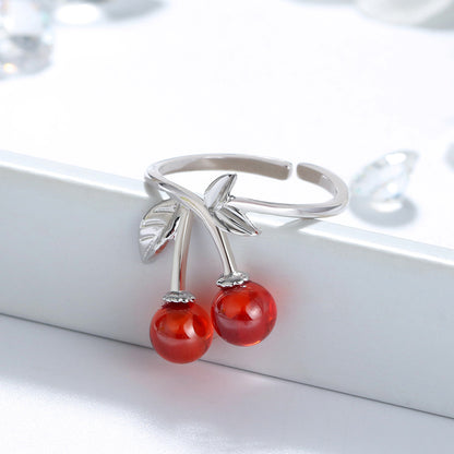 Cherry Adjustable Wrap Ring for Women Red Garnet Sterling Silver Girls Ginger Lyne Collection