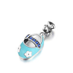 Load image into Gallery viewer, Baby Shoe Charm European Bead CZ Sterling Silver Ginger Lyne Collection - Blue - Charm Bootie Blue - Blue
