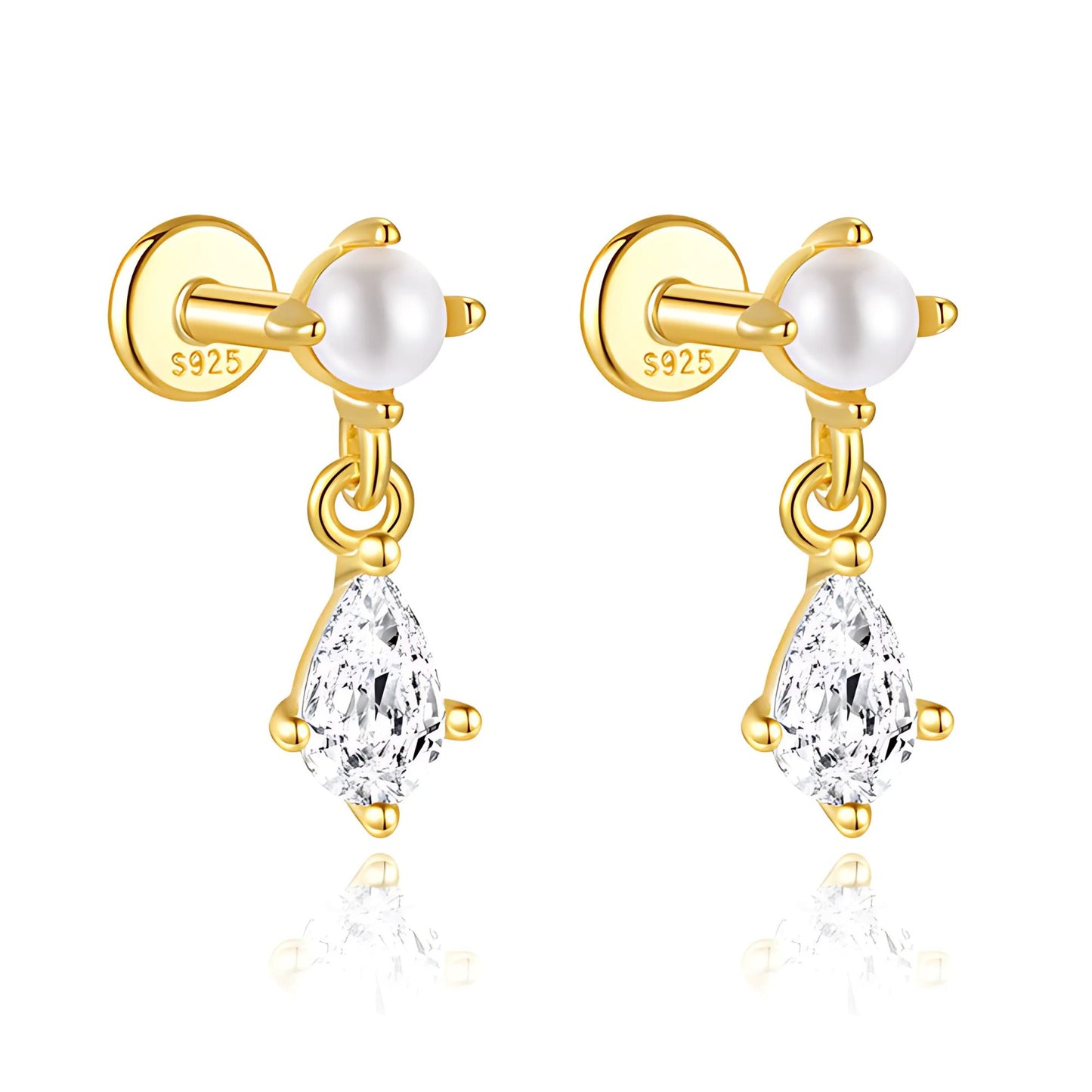 PearlDangleFlatBackEarringsforWomenSterlingSilver16gCartilageHelixLobeBodyPiercingStudGingerLyne_Gold-1