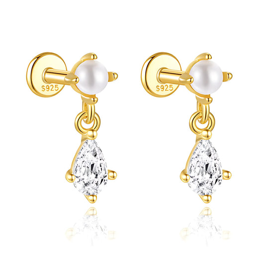 PearlDangleFlatBackEarringsforWomenSterlingSilver16gCartilageHelixLobeBodyPiercingStudGingerLyne_Gold-1