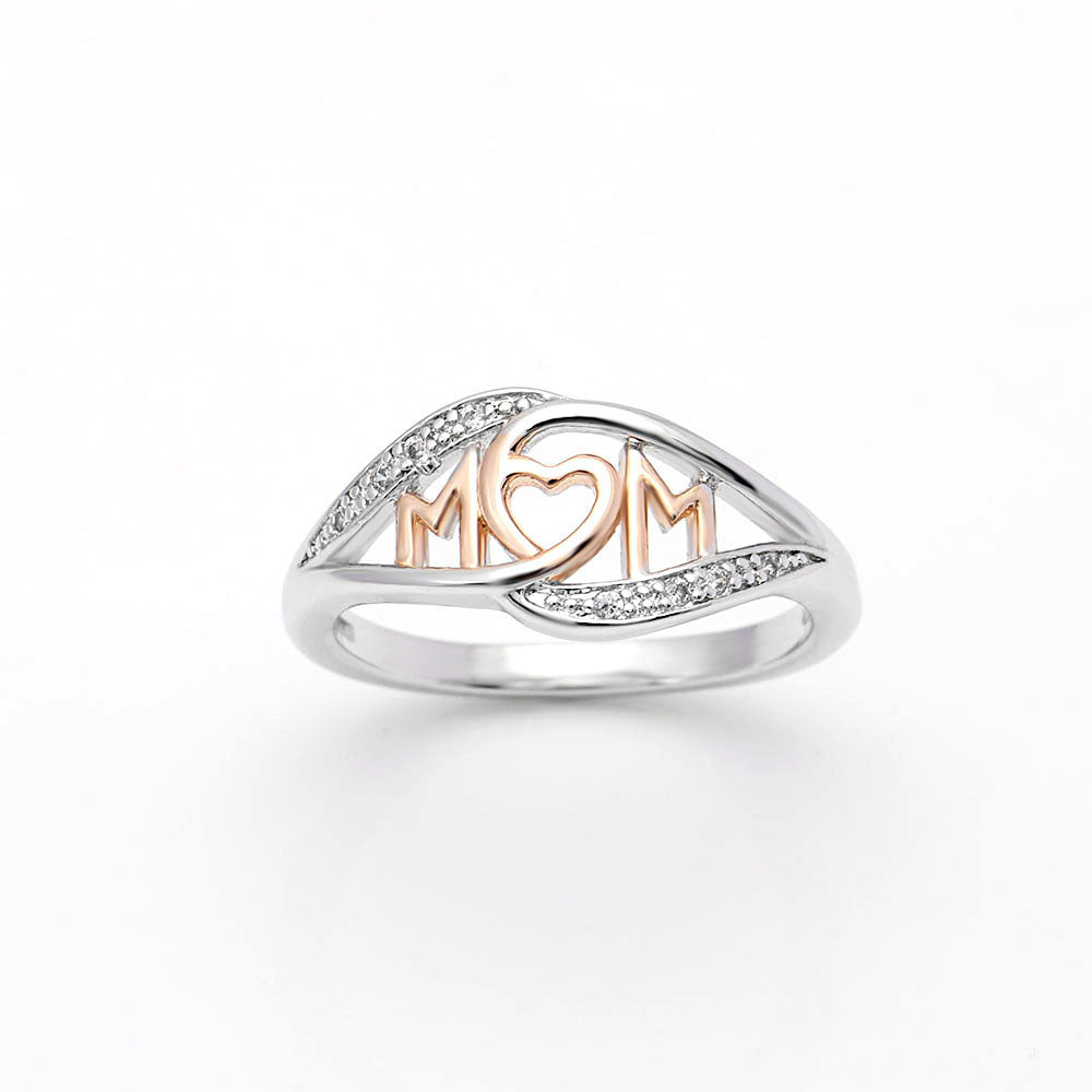 Mom Ring Cubic Zirconia Rose Gold Plated Womens Ginger Lyne Collection