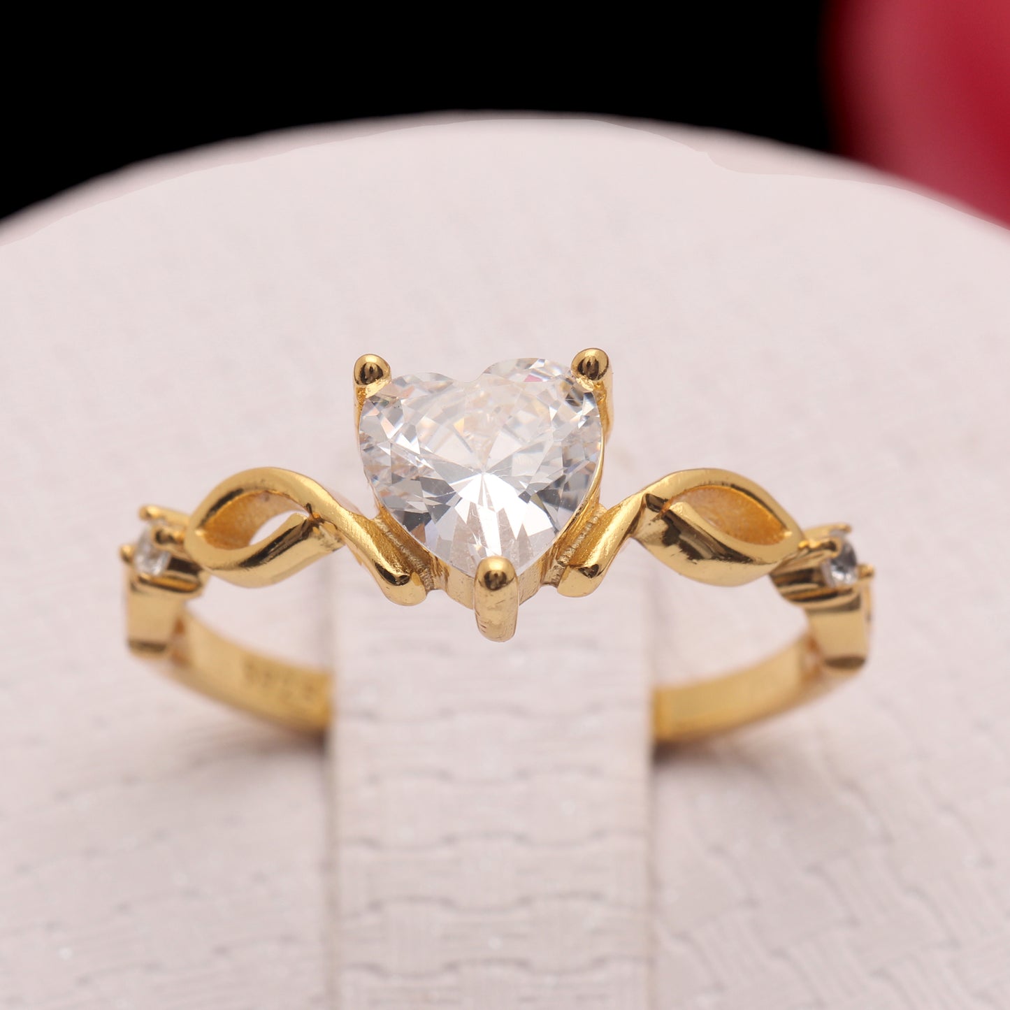 Allie Engagement Ring for Women by Ginger Lyne Collection  Cz Heart Gold Sterling Silver