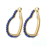 Load image into Gallery viewer, Heart Hoop Earrings for Women Blue Lapis Gemstone Gold Sterling Silver Ginger Lyne Collection - Blue
