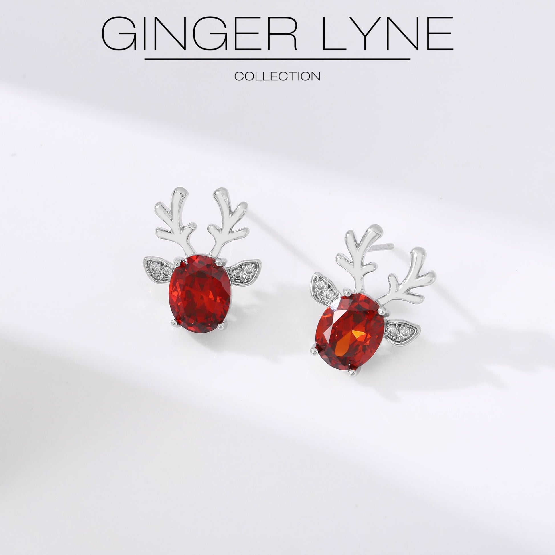 ReindeerStudEarringsforWomenWhiteGoldPlatedCZChristmasJewelryGingerLyneCollection_Red-3