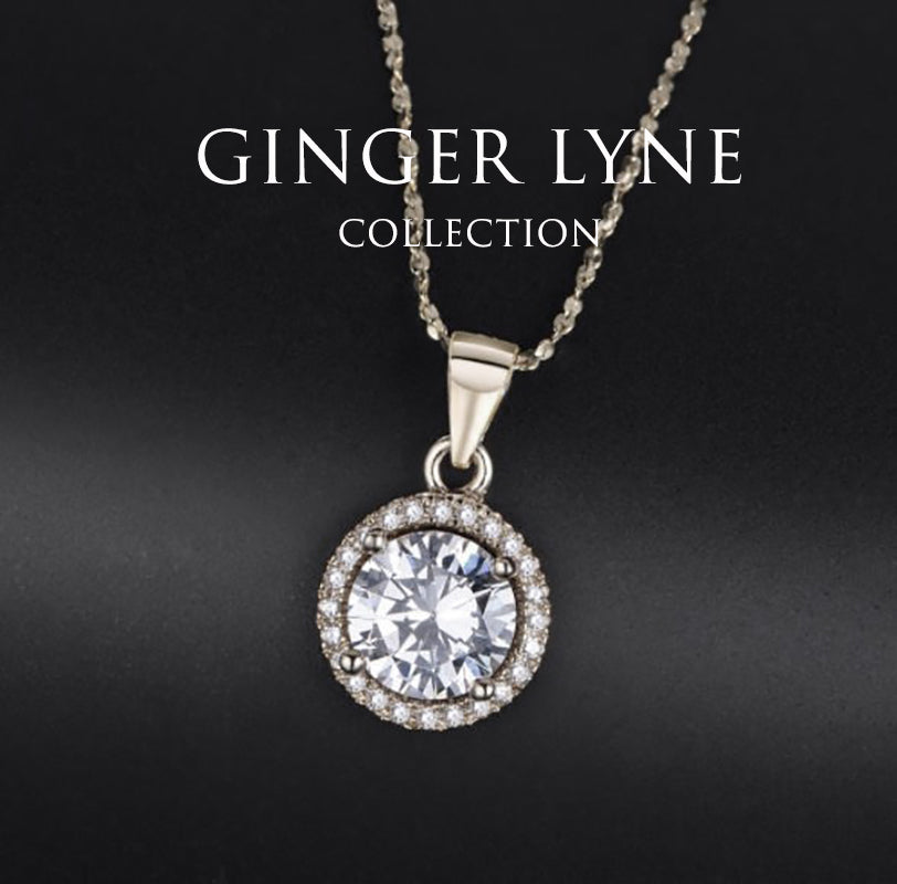 Jenny Pendant Necklace Halo Round Cz Gold Plated Ginger Lyne Collection