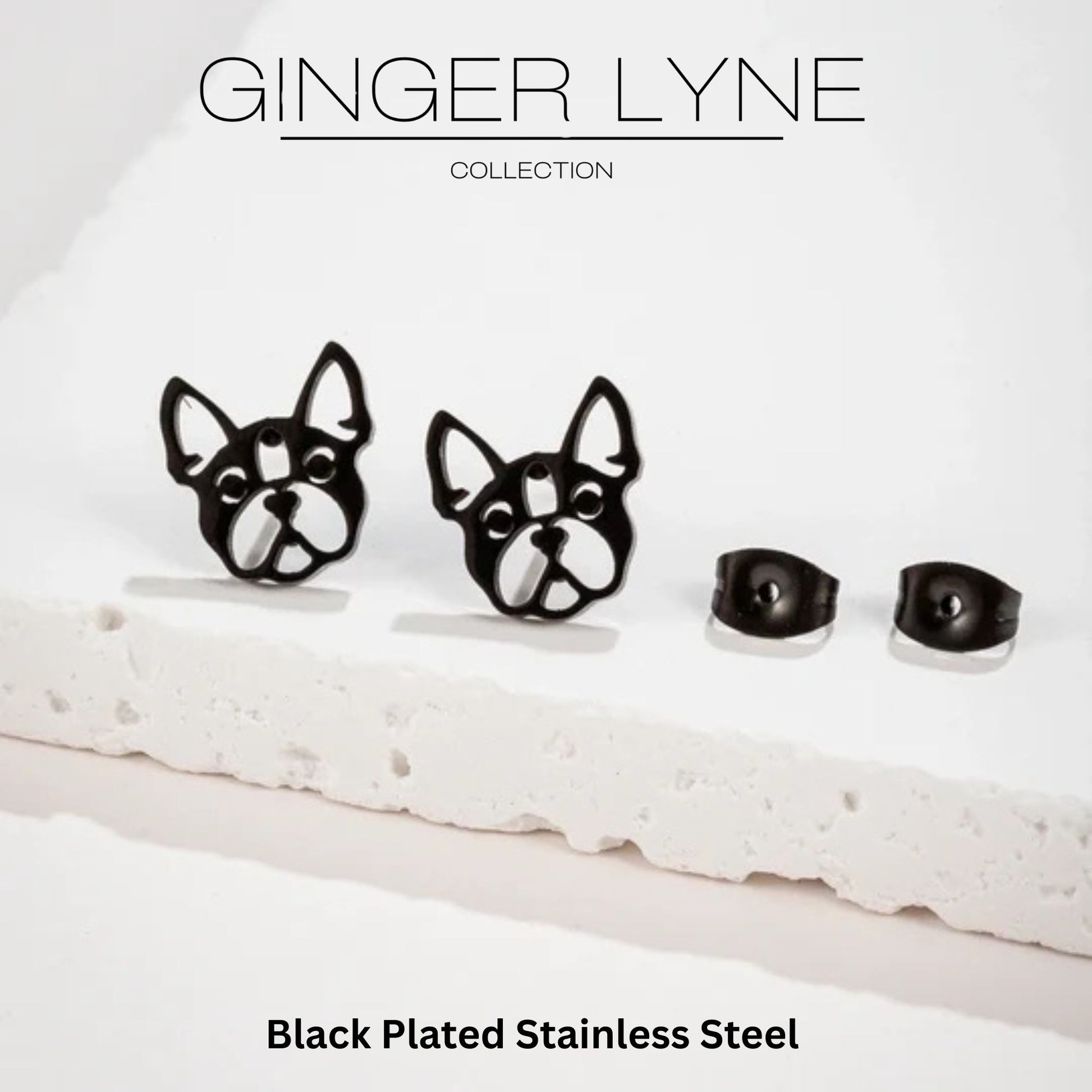 FrenchBulldogDogEarringsforWomenFrenchieLovePuppyBlackStainlessSteelStudGingerLyne_Black-2