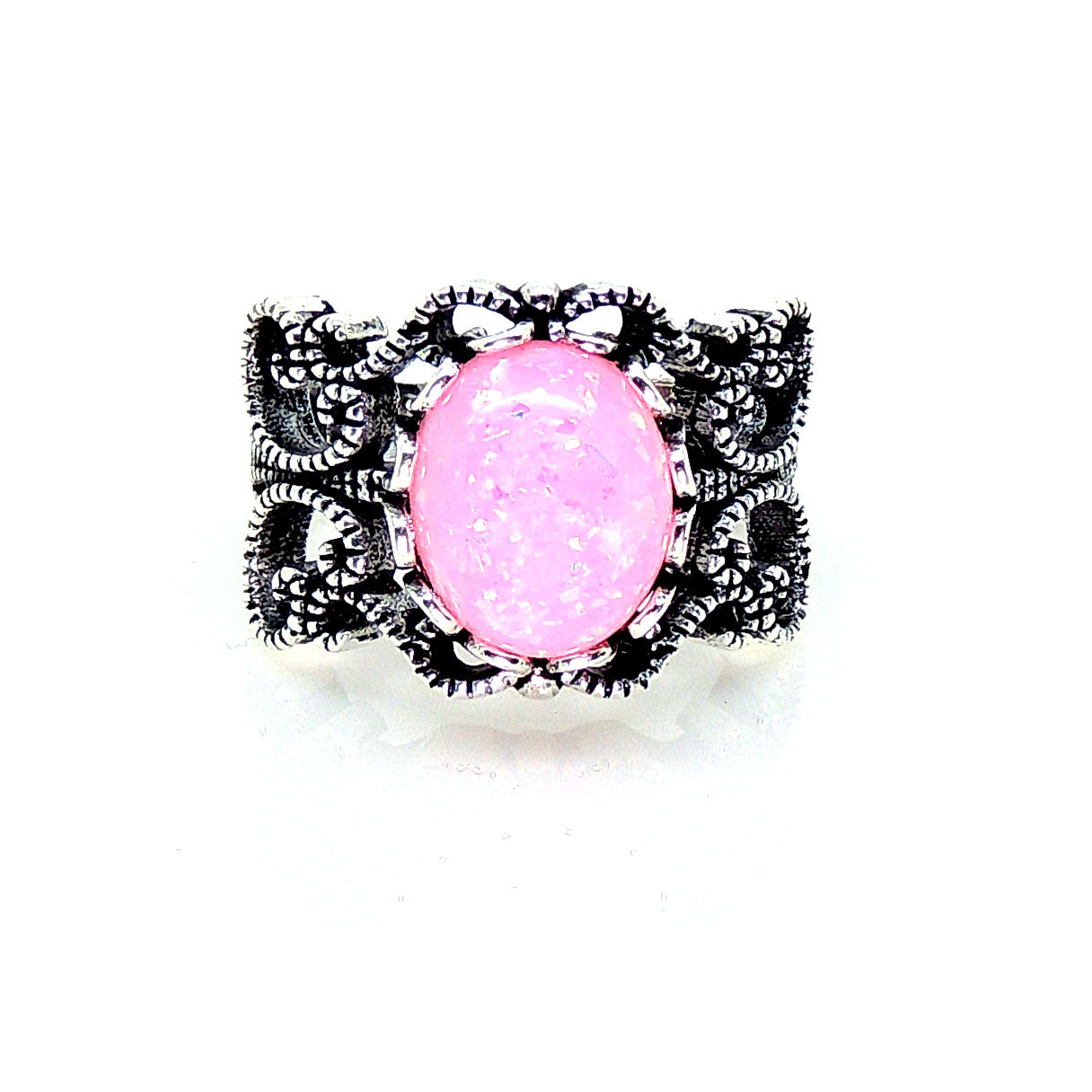 FiligreePinkFireOpalStatementRingWomenGingerLyneCollection_Pink-1