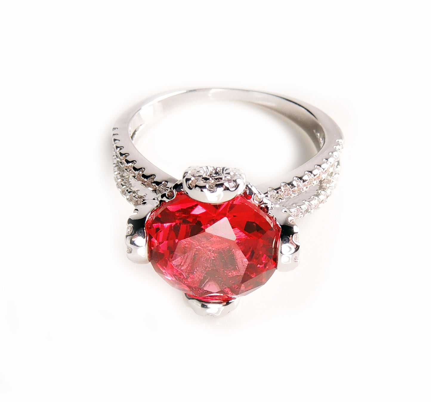 Imperial Engagement Ring White Gold Plated Red Cz Womens Ginger Lyne Collection 9