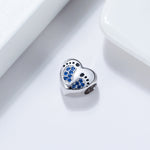 Load image into Gallery viewer, Baby Footprints Heart Charm European Bead CZ Sterling Silver Ginger Lyne Collection - Blue
