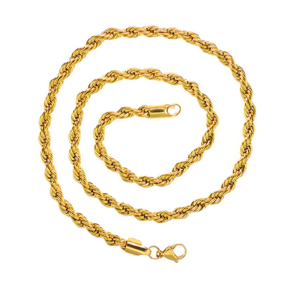 Gold Twisted Rope Chain Necklace Hip Hop Men Women Ginger Lyne Collection - 30 Inch Gold