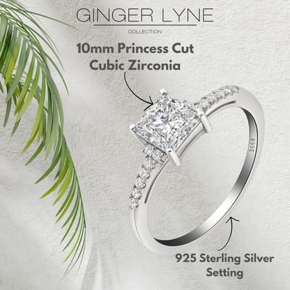 MorganEngagementRingPrincessCzSterlingSilverWomenGingerLyneCollection_Silver-5
