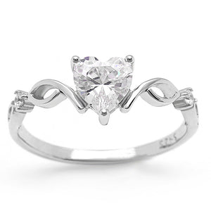 Allie Engagement Ring for Women by Ginger Lyne Collection  Cz Heart Gold Sterling Silver - Silver,10