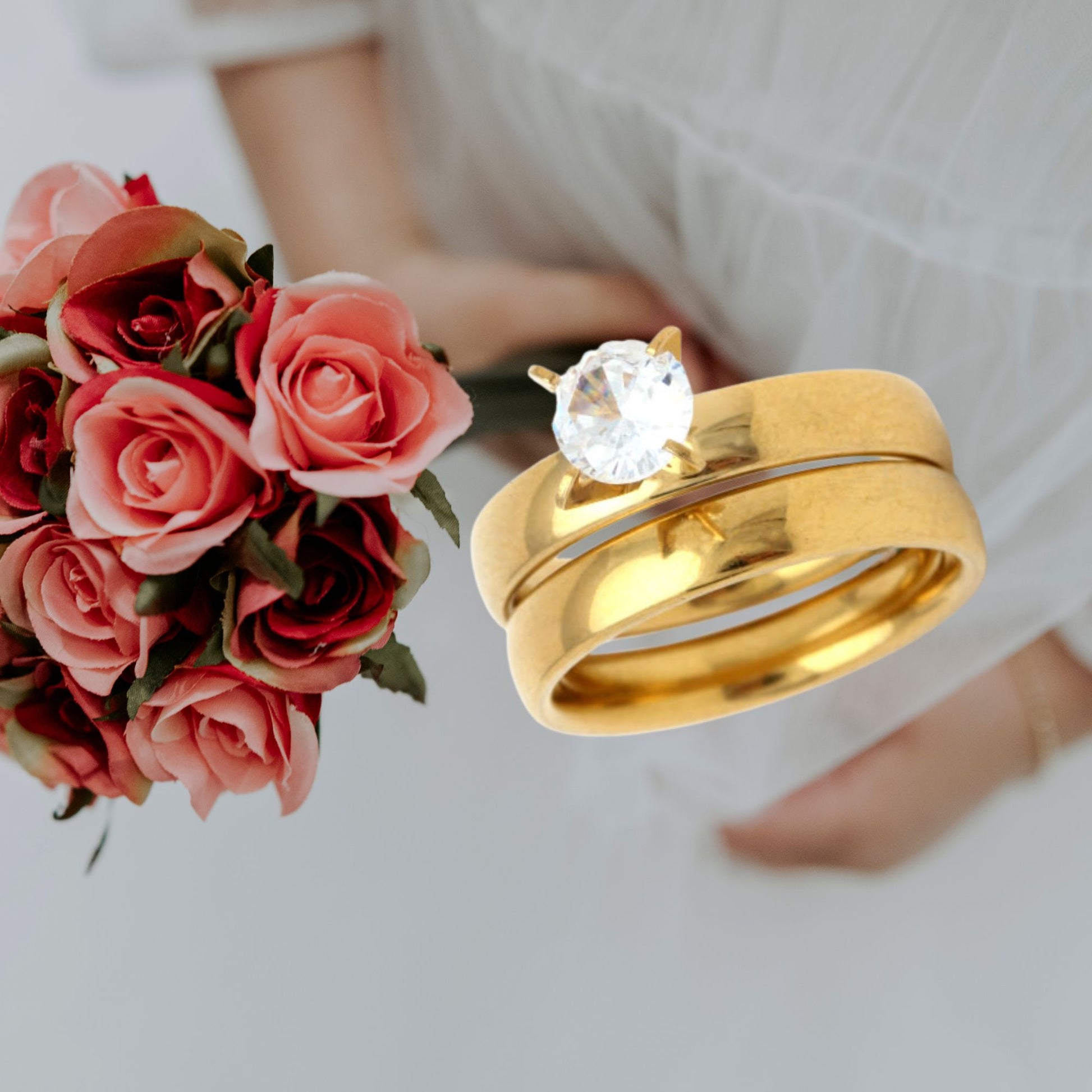4mmWeddingRingSetforWomenEngagementRingStainlessSteelBandGingerLyneCollection_Gold-2