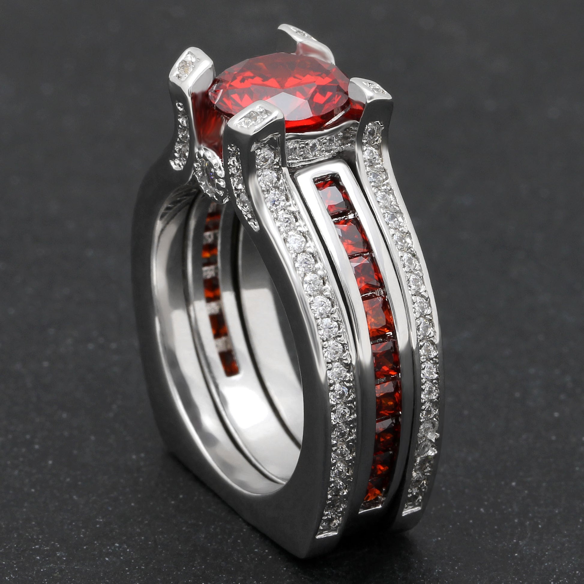 SkylarWeddingRingSetforWomenEngagementRingandMatchingBandCzGingerLyneCollection_Red/Red-4