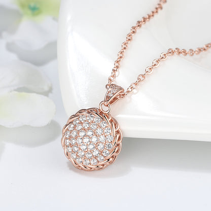 Round Pave Pendant Chain Necklace for Women  Sterling Silver Ginger Lyne Collection