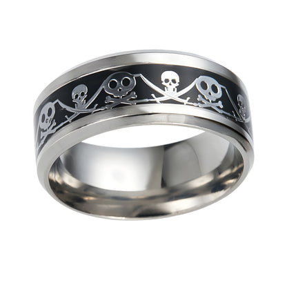 PirateJackWeddingBandSkullRingStainlessSteelMenWomenGingerLyneCollection_Black-1