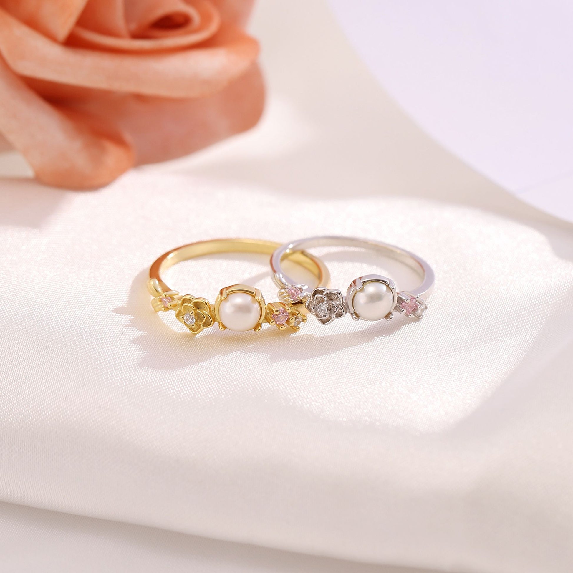 IslaSimulatedPearlRingforWomenSterlingSilver14KGoldPlatedGingerLyneCollection_Gold-4