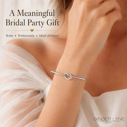 Love Knot Bracelet for Women or Men by Ginger Lyne Bridal Party Gifts Large Adjustable Bangle - Silver