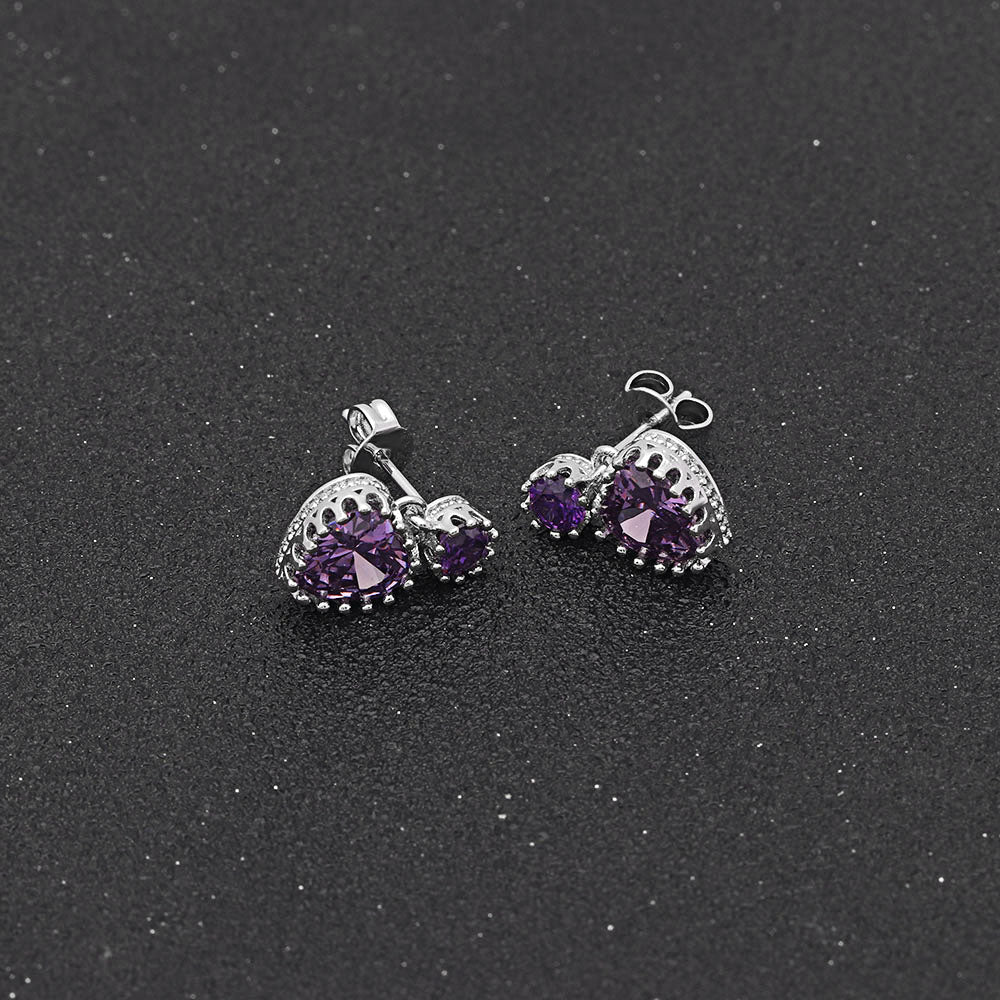ColetteDangleEarringsWomensPurpleHeartCubicZirconiaGingerLyneCollection_Purple-3