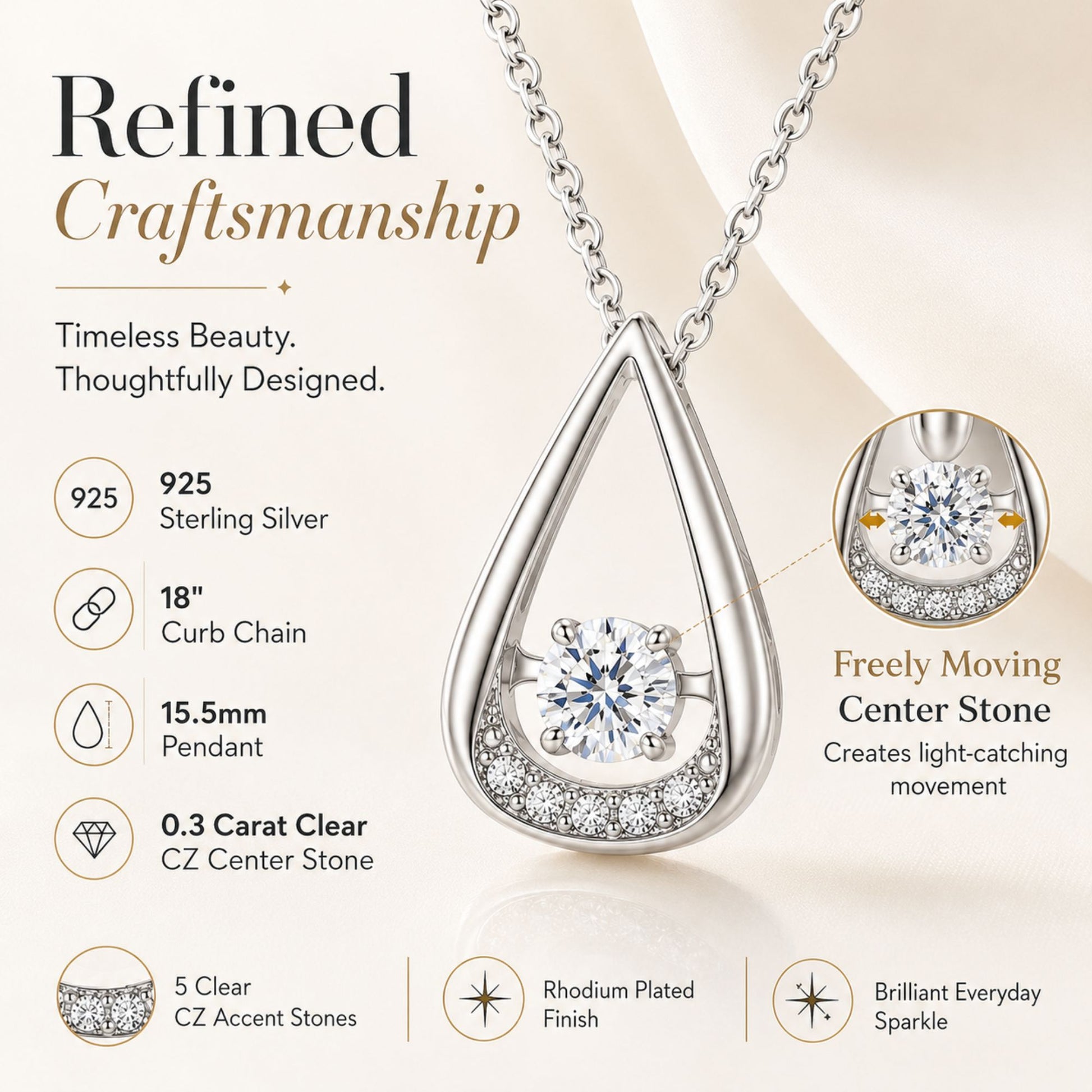 TeardropNecklaceforWomanSterlingSilverPendantandChainFloatingCZGingerLyneCollection_Style40-6