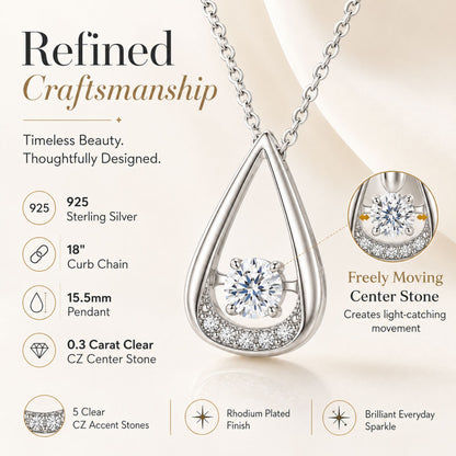 TeardropNecklaceforWomanSterlingSilverPendantandChainFloatingCZGingerLyneCollection_Style40-6