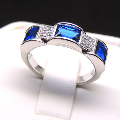 Rayna Anniversary Band Ring Blue Cz Sterling Silver Womens Ginger Lyne Collection Size 6