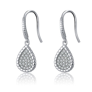 Teardrop Dangle Hook Earrings for Women Pave Cz Sterling Silver Ginger Lyne Collection - Silver