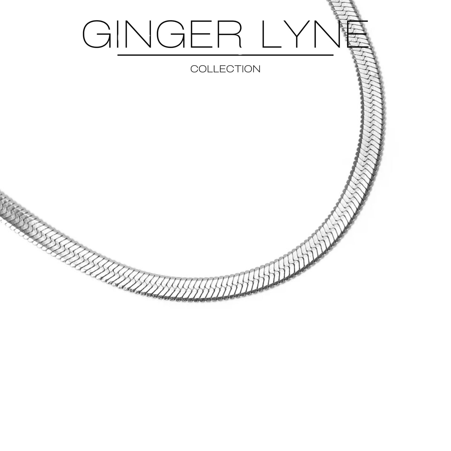 Herringbone Chain Necklace for Men or Women 18 Inch 5.5mm Wide 18K Gold Plated Stainless Steel Ginger Lyne