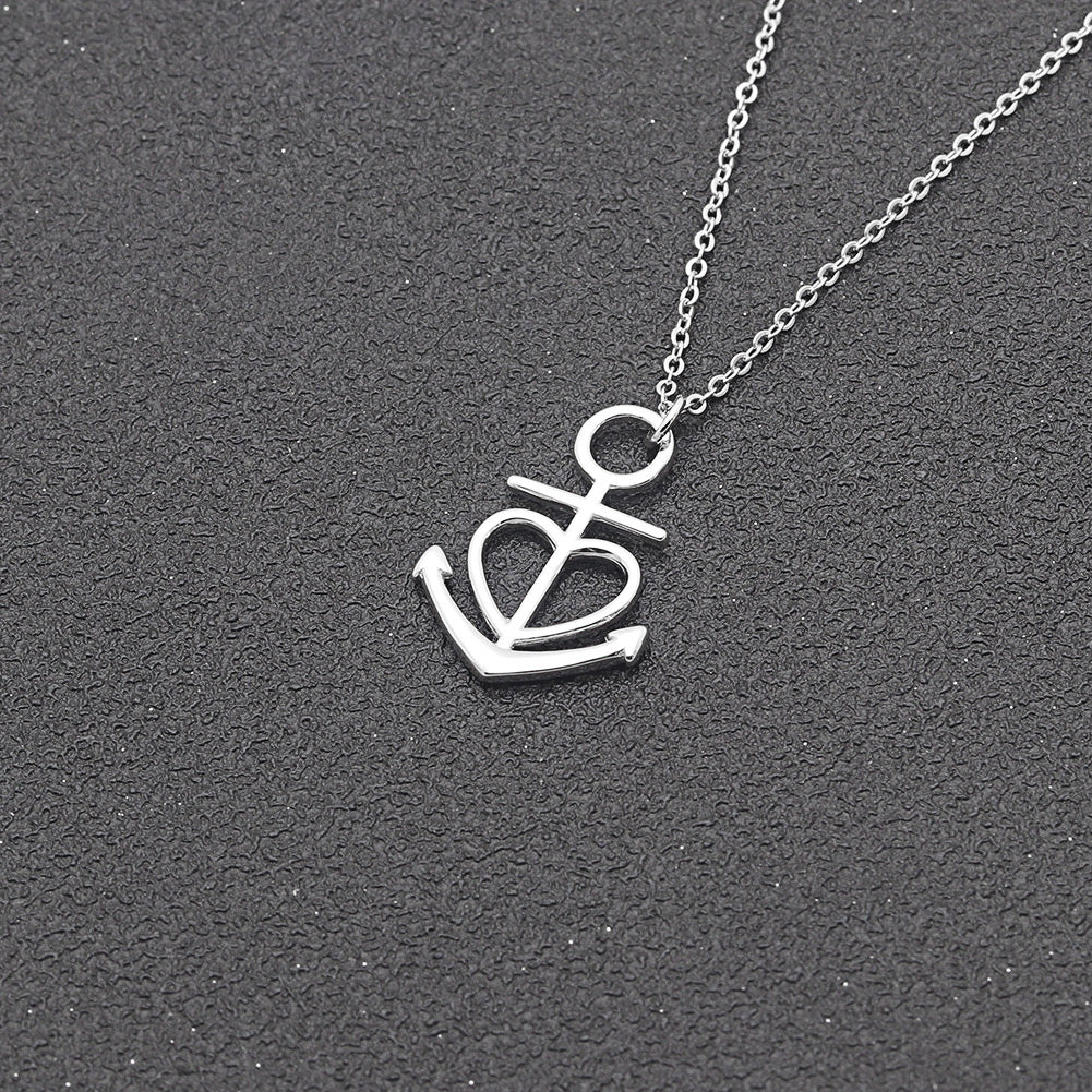 Mom Greeting Card Silver Anchor Heart Necklace Women Ginger Lyne Collection - Mom-255