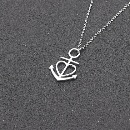 Mom Greeting Card Silver Anchor Heart Necklace Women Ginger Lyne Collection - Mom-255