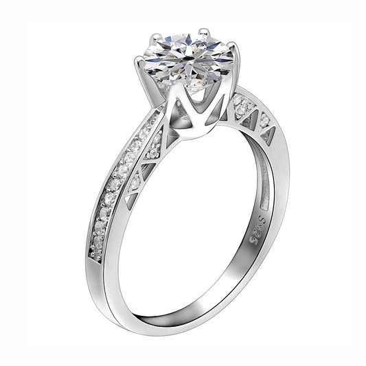 Petra Engagement Ring Solitaire Cz Sterling Silver Womens Ginger Lyne Collection