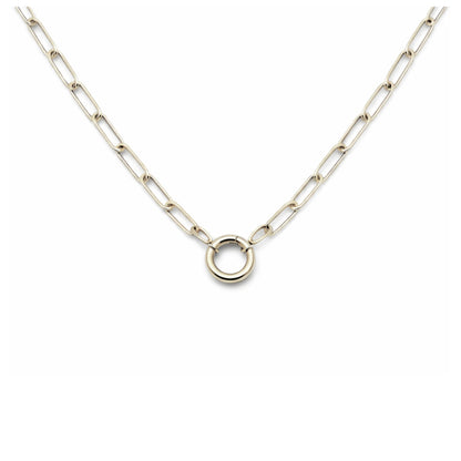 PaperclipLinkCarabinerCircleCharmHolderNecklaceforWomenStainlessSteel18"-20"GingerLyneCollection_Silver-1