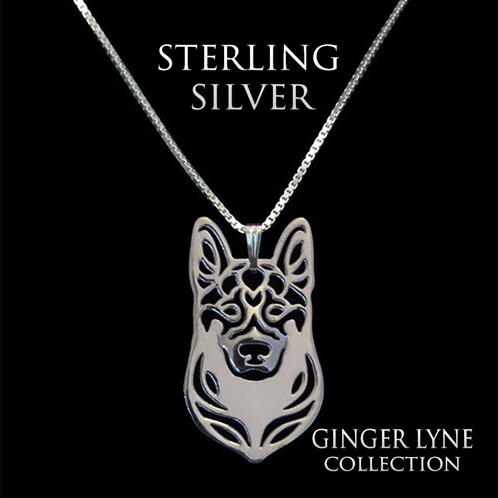 German Shepherd Dog Silver Necklace Earrings Set Women Ginger Lyne Collection