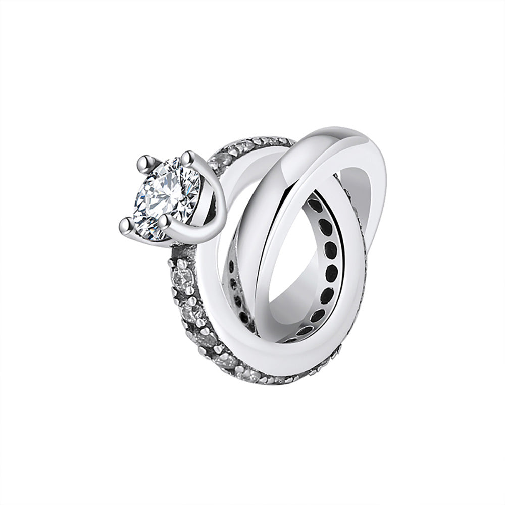 Engagement Ring Set Charm European Bead CZ Sterling Silver Ginger Lyne Collection