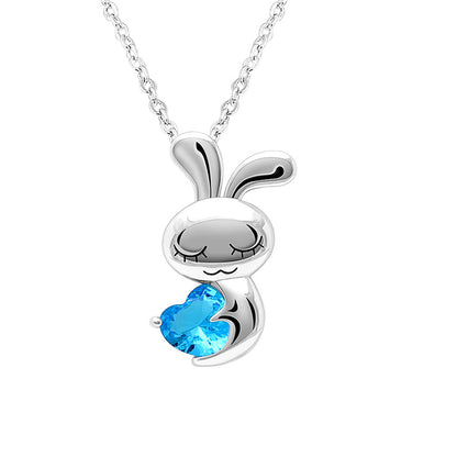 Bunny Love Necklace Sterling Silver Heart Blue Cz Womens Ginger Lyne Collection