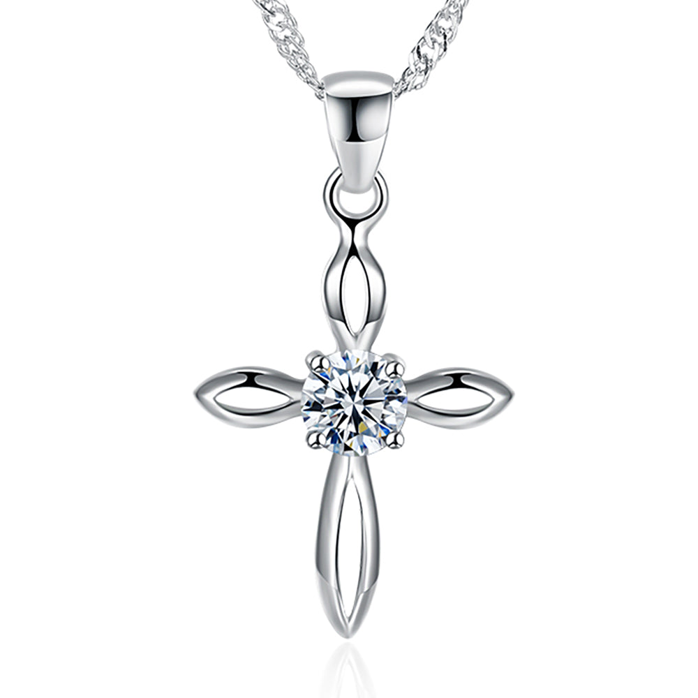 Ginger Lyne Collection Sterling Silver Cz Religion Cross Pendant Necklace for Women Gifts for Her