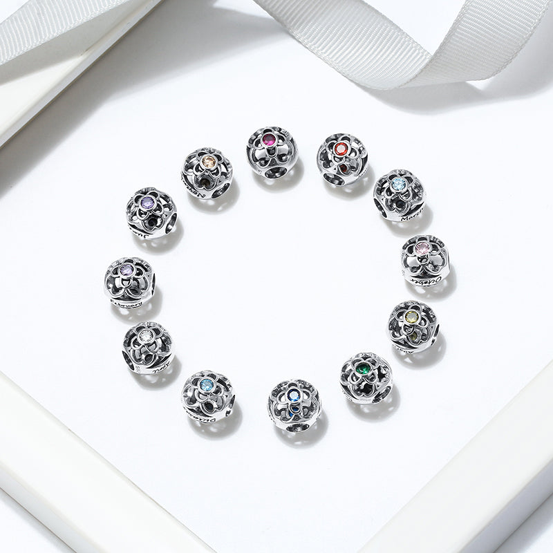 Birthstone Charms for Bracelet Sterling Silver CZ Womens Ginger Lyne Collection - July