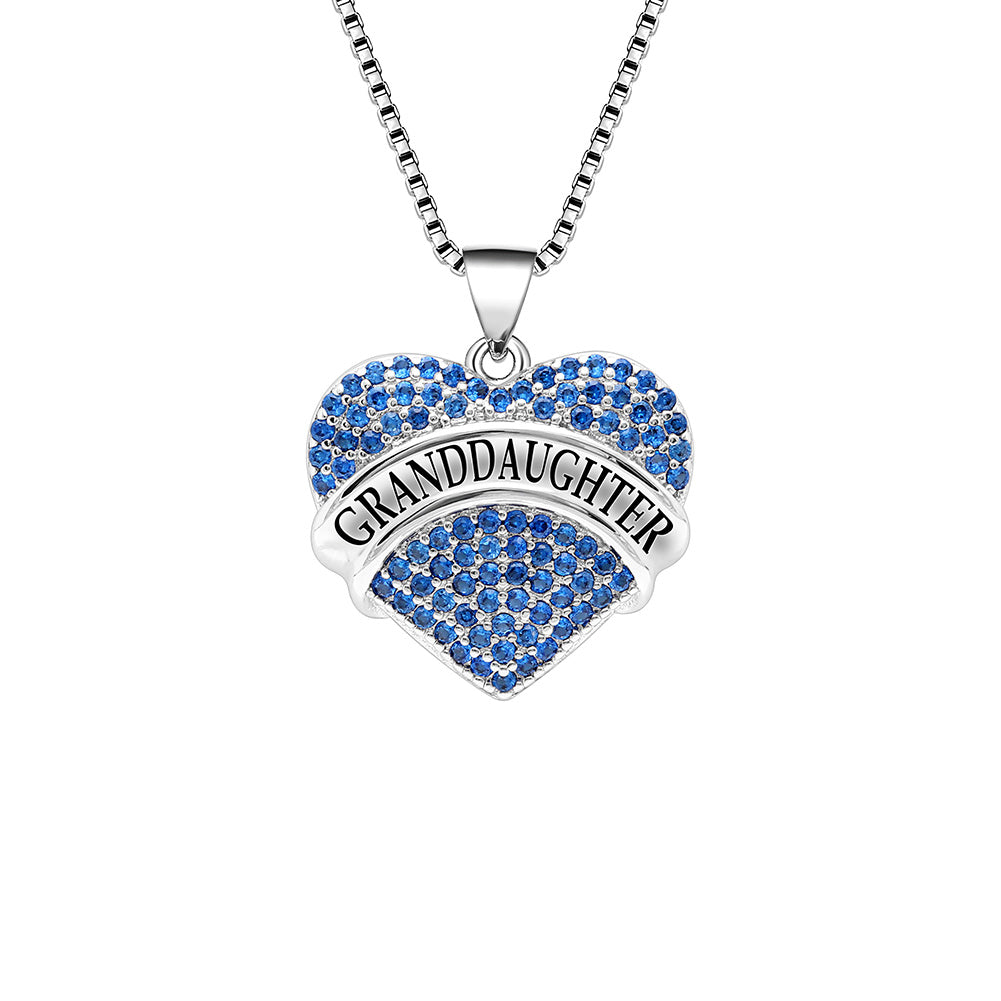 Granddaughter Heart Pendant Chain Necklace Girl Ginger Lyne Collection - Blue