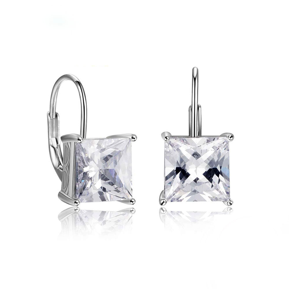 Mia Princess Cut Cz Drop Earrings Sterling Silver Womens Ginger Lyne Collection