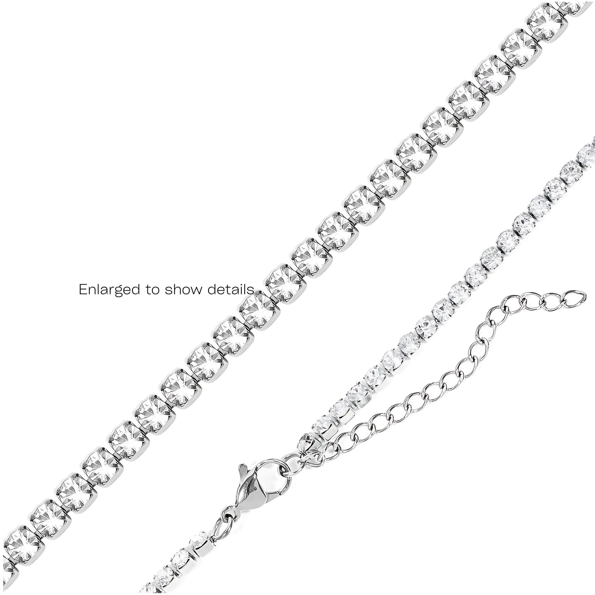 Tennis Necklace for Women 3mm Black or Clear Cubic Zirconia Choker 16-18" Adjust Length Stainless Steel