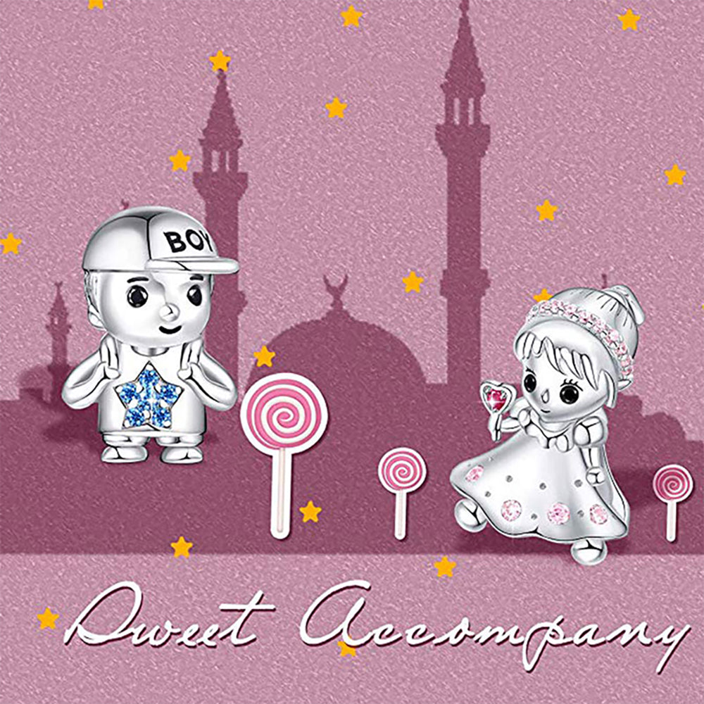 Baby Girl or Boy Charm for Women European Bead CZ Sterling Silver Ginger Lyne Collection - Girl